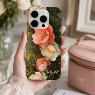 Personalized Vintage Shabby Chic Pastel Pink Peony iPhone 16 Pro Case