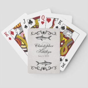Personalized Vintage Shark Jellyfish Wedding Playing Cards