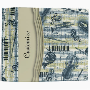 Personalized Vintage Sheet Music Pattern Binder