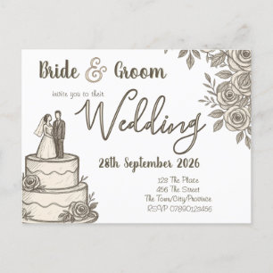 Personalized Vintage Sketch Elegant Calligraphy   Announcement Postcard