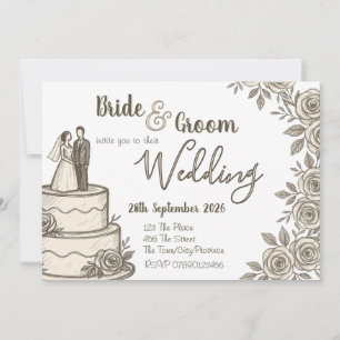 Personalized Vintage Sketch Elegant Calligraphy Invitation