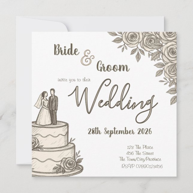Personalized Vintage Sketch Elegant Calligraphy   Save The Date (Front)