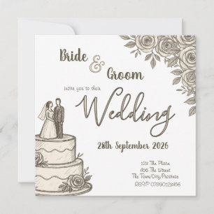 Personalized Vintage Sketch Elegant Calligraphy Save The Date