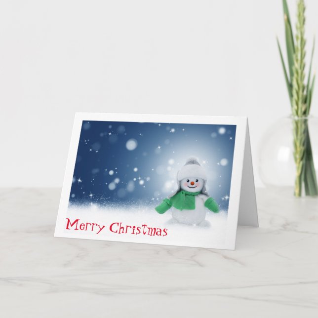 Personalized Vintage Snowman Christmas Card (Front)