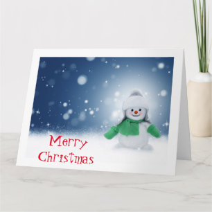 Personalized Vintage Snowman Christmas Card