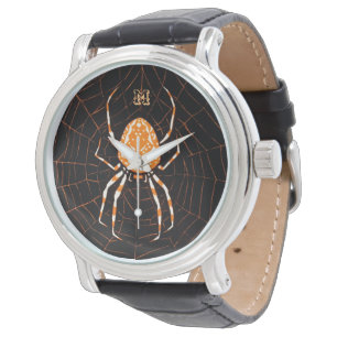 Personalized Vintage Spider Black and Orange Watch