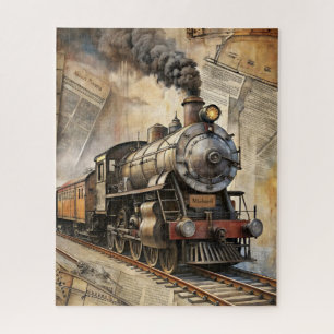 Personalized Vintage Steam Train Retro Travel Jigsaw Puzzle
