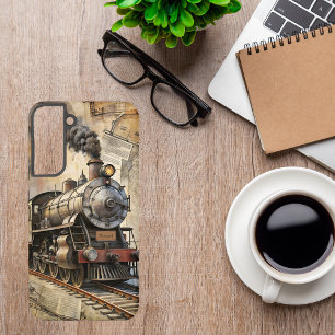 Personalized Vintage Steam Train Retro Travel Samsung Galaxy Case