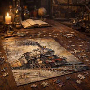 Personalized Vintage Steam Train Train Gift Jigsaw Puzzle