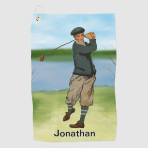 Personalized Vintage style golf scene Towel