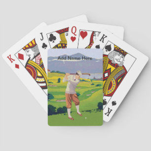 Personalized Vintage Style Highlands Golfing Scene Playing Cards