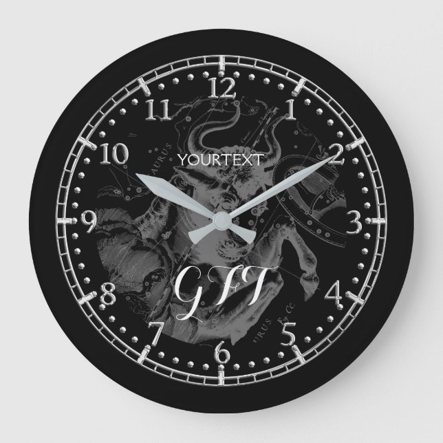 Personalized Vintage Taurus Constellation Zodiac Large Clock (Front)