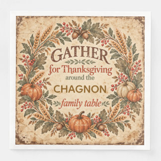Personalized Vintage Thanksgiving Paper Dinner Nap Napkin