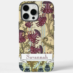 Personalized Vintage Thistle Floral Pattern  iPhone 16 Pro Max Case