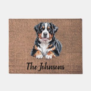 Personalized Vintage Trendy Bernese Mountain Dog Doormat