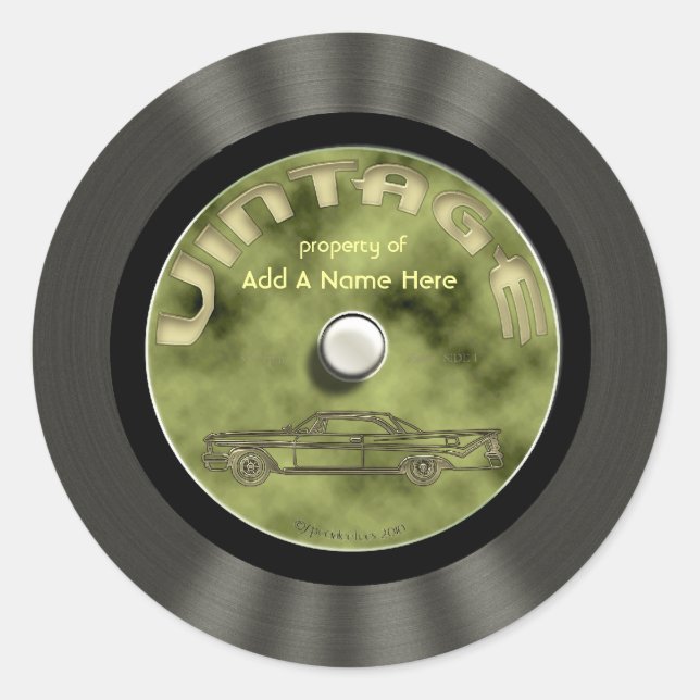 Personalized Vintage Vinyl Record Stickers (Front)