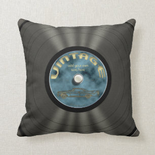 Personalized Vintage Vinyl Record Throw Pillow