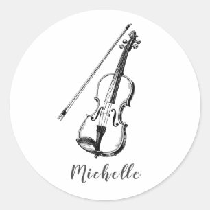 Personalized Vintage Violin musical Classic Round Sticker