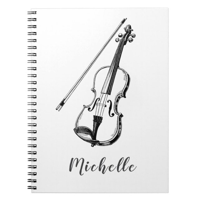 Personalized Vintage Violin musical Notebook (Front)