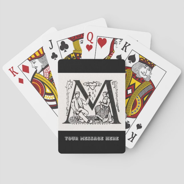 Personalized Vintage Wedding Couple Wine Playing Cards (Back)
