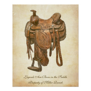 Personalized Vintage Western Saddle Poster
