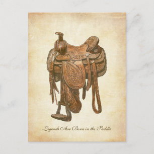 Personalized Vintage Western Saddle Poster Postcard
