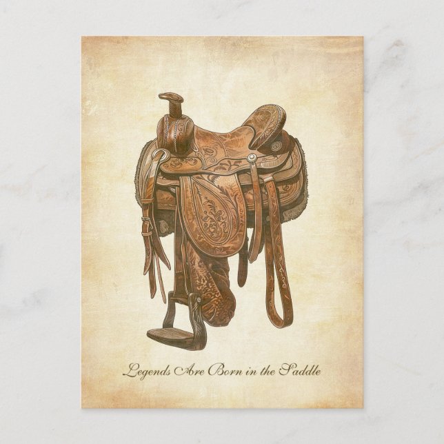 Personalized Vintage Western Saddle Poster Postcard (Front)