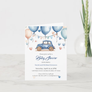 Personalized Vintage Wheels Baby Shower Invitation