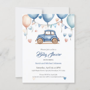 Personalized Vintage Wheels Baby Shower Postcard