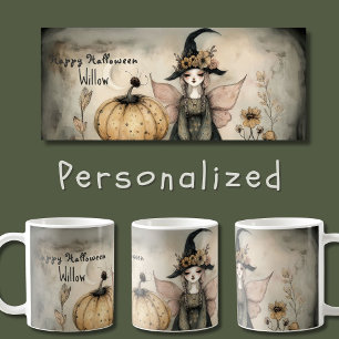 Personalized Vintage Whimsical Halloween Witch,   Coffee Mug