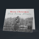 Personalized Vintage Winter Wonderland Christmas Card<br><div class="desc">Season's Greetings! This special holiday card features a photograph, presented in black and white, of beautiful evergreen trees by a lake on a snowy winter day. It transmits the peace and tranquillity that comes with a fresh blanket of snow and the fairyland it creates -- truly a Winter Wonderland! Looking...</div>
