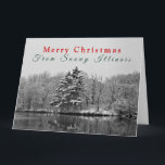 Personalized Vintage Winter Wonderland Christmas Card<br><div class="desc">Season's Greetings! This special holiday card features a photograph, presented in black and white, of beautiful evergreen trees by a lake on a snowy winter day. It transmits the peace and tranquillity that comes with a fresh blanket of snow and the fairyland it creates -- truly a Winter Wonderland! Looking...</div>