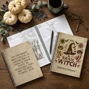 Personalized Vintage Witchcore Halloween Cookbook Notebook