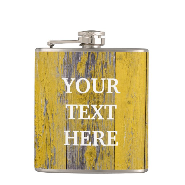 Personalized Vintage Wooden Background Hip Flask (Front)