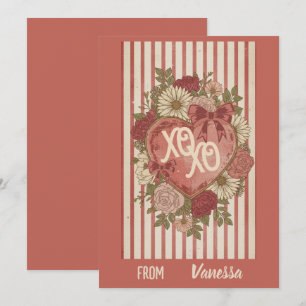 Personalized Vintage XO XO Valentine Card