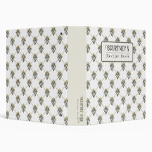 Personalized Vintage Yellow Tulip Recipe Binder