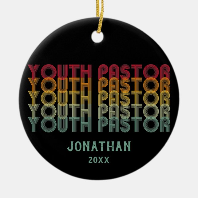 Personalized Vintage Youth Pastor  Ceramic Ornament (Front)