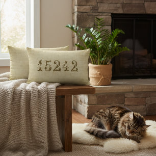 Personalized Vintage ZIP Code Decorative Lumbar Pillow