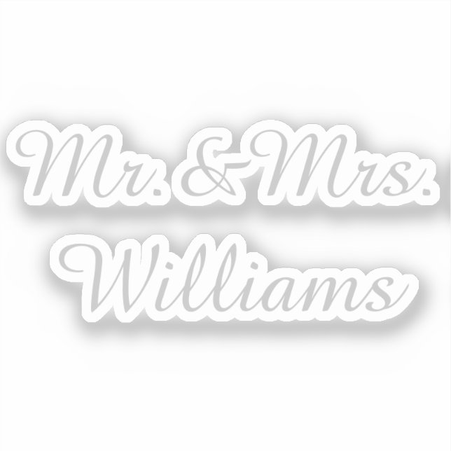 Personalized Vinyl Custom Wedding Sign Silver Name (Front)