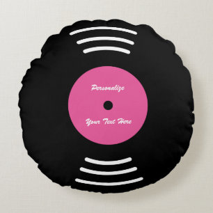 Personalized vinyl music record throw pillow