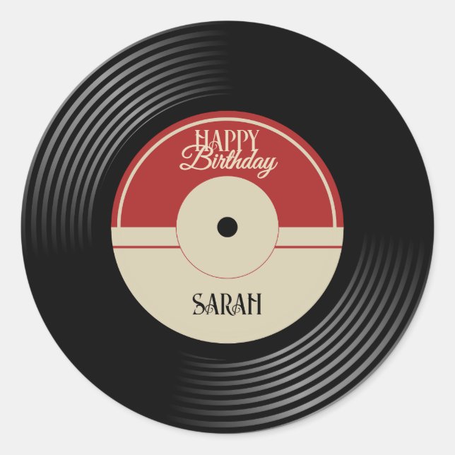 Personalized Vinyl Record Birthday  Classic Round Sticker (Front)