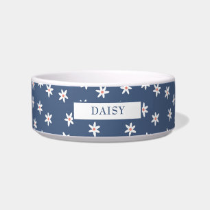 Personalized Violet and White Daisy Floral Pattern Bowl