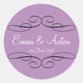 Personalized Violet Filigree Favour  sticker