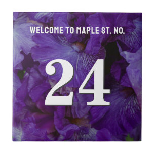 Personalized violet iris House / Apartment Number Tile