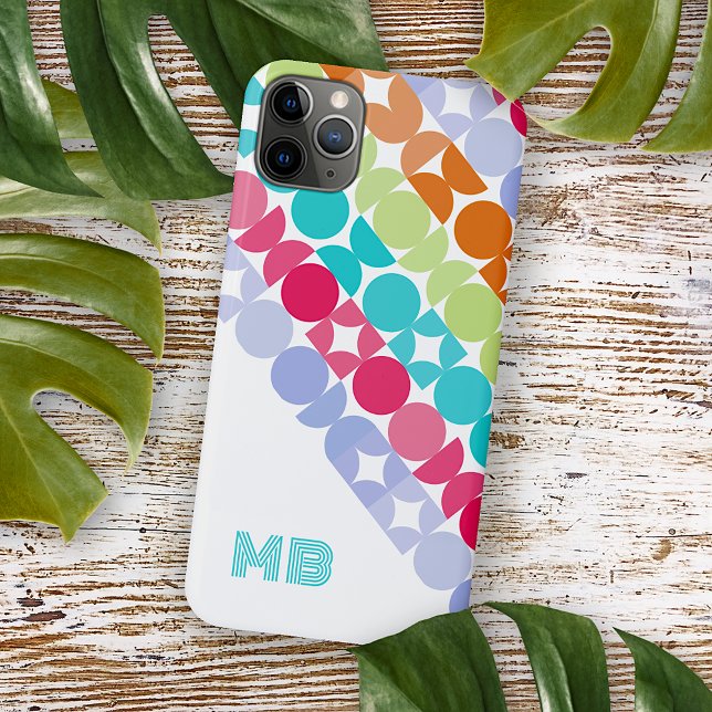 Personalized Violet Pink Aqua Retro Art Pattern Case-Mate iPhone Case (Creator Uploaded)