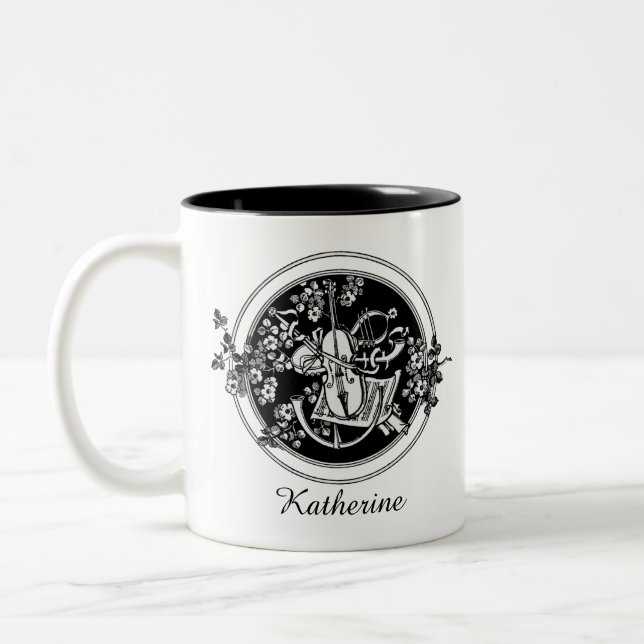 Personalized violin Two-Tone coffee mug (Left)