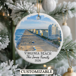 Personalized Virginia Beach Ornament, Virginia Ceramic Ornament