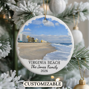 Personalized Virginia Beach Ornament, Virginia Ceramic Ornament