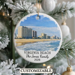 Personalized Virginia Beach Ornament, Virginia Ceramic Ornament