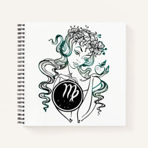 Personalized Virgo Art Deco Lady Notebook